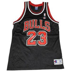 Vintage Champion Chicago Bulls Michael Jordan 23 Jersey 90s Black Size 44 Medium